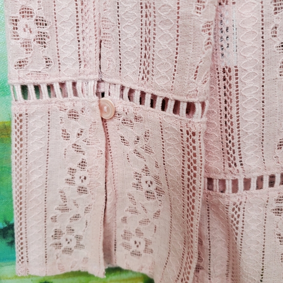 Hinge Lace Long Sleeve Romantic Tie Front Blouse - Picture 8 of 10